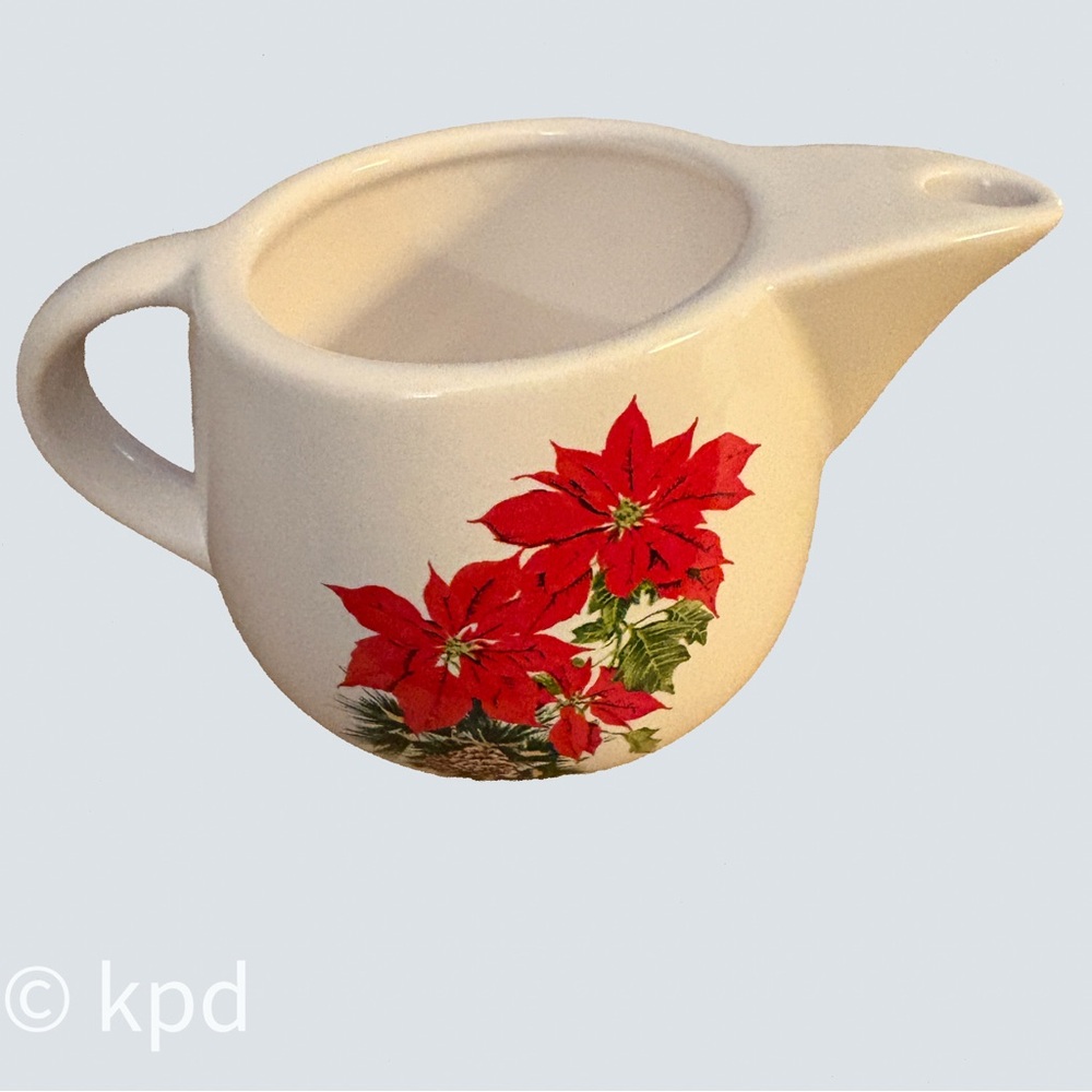 Russ Berrie Crimson Poinsettia Ceramic Creamer with Box – Holiday Kitchenware